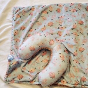 Le Bebe Favorite Baby Blanket Blue Spring Pink‎ Flowers Lovey Plush Sherpa